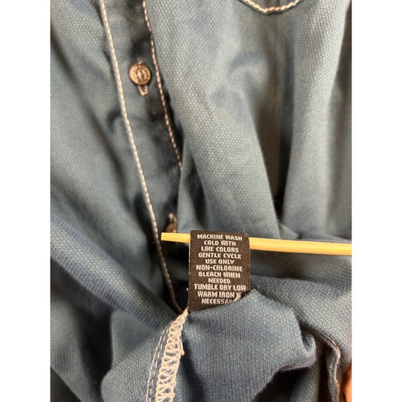 Buckle Black Athletic Fit Short Sleeve Button Up Shirt Slate Blue Mens Size M - Picture 6 of 12